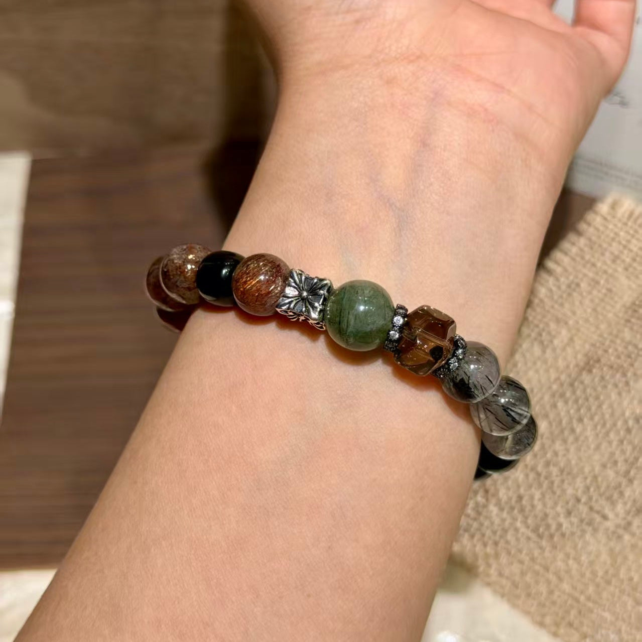 Midnight Shield Obsidian & Rutilated Quartz Protection Bracelet