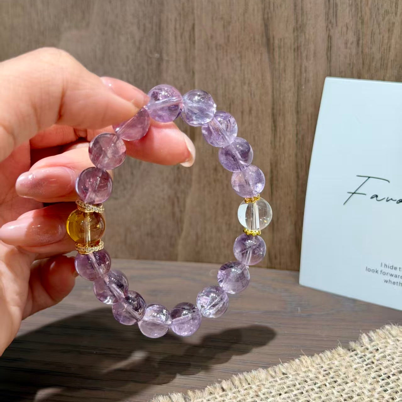 High-Vibration Amethyst & Golden Tower Quartz Focus Bracelet