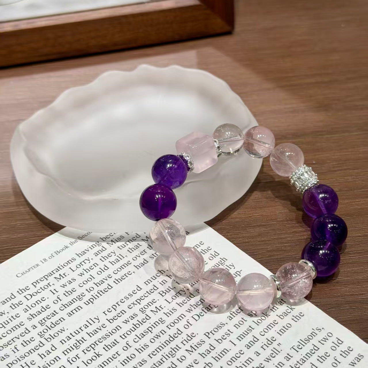 Uruguayan Amethyst & Rose Quartz Harmony Cube Bracelet