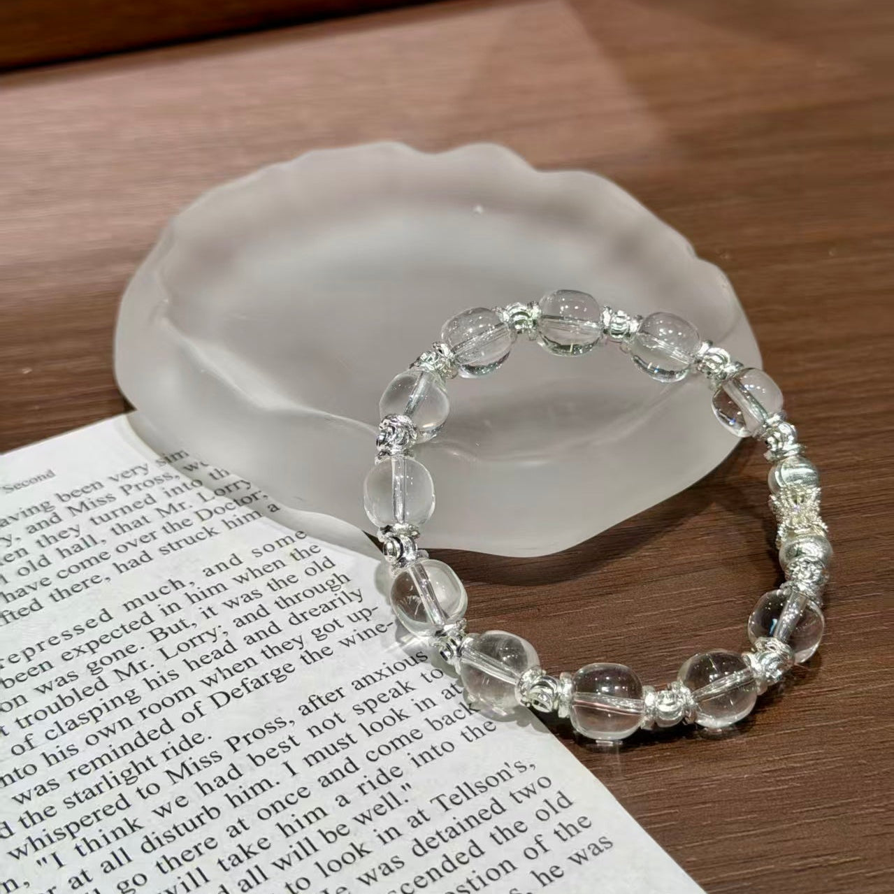 Luminous Clear Quartz & Ornate Silver Purity Bracelet