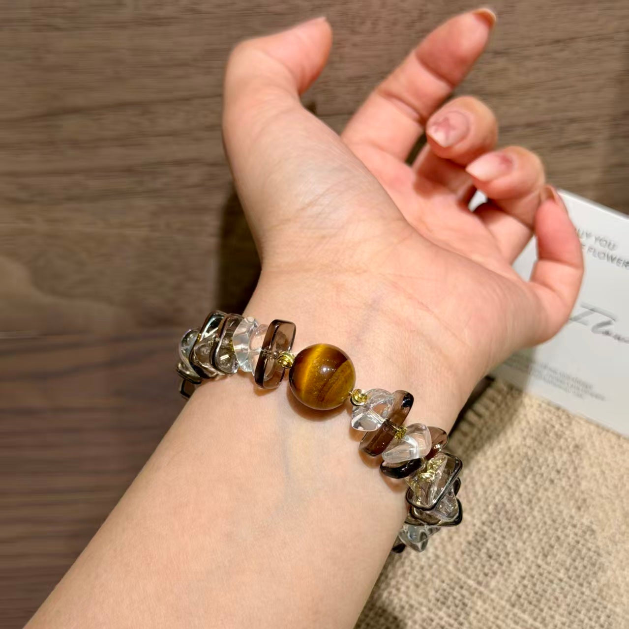 Golden Tiger Eye & Freeform Mixed Quartz Grounding Bracelet