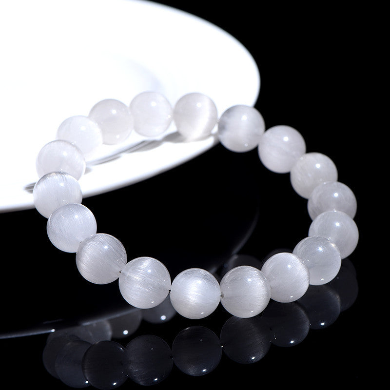 Natural Cat's Eye Clear Quartz Intuition & Clarity Crystal Bracelet