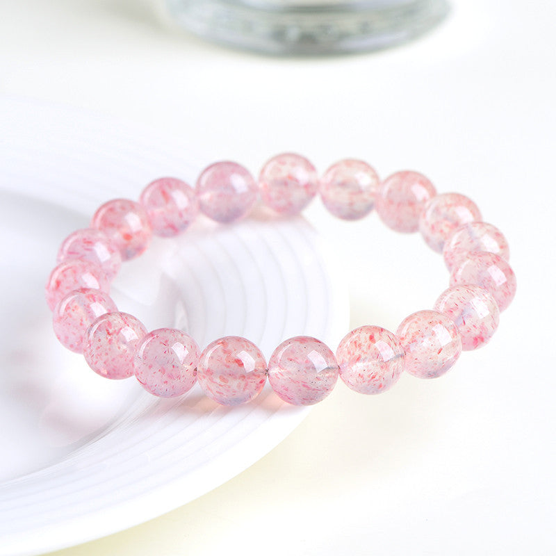 Natural Icy Strawberry Quartz Love & Joy Crystal Bracelet