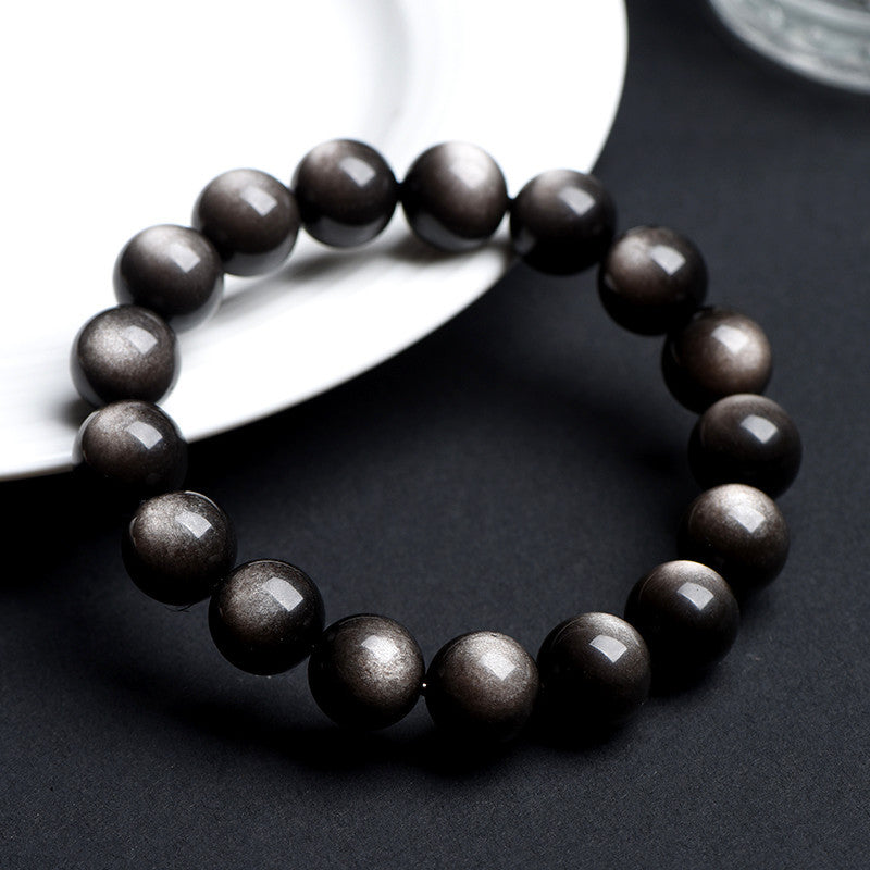 Natural Silver Sheen Obsidian Grounding & Protection Crystal Bracelet