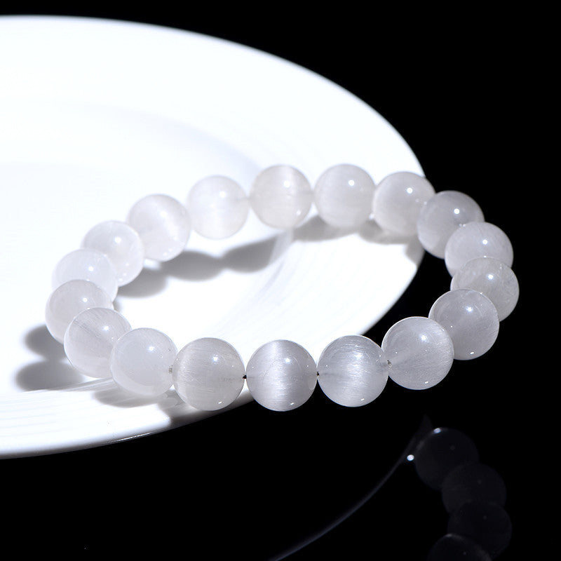 Natural Cat's Eye Clear Quartz Intuition & Clarity Crystal Bracelet