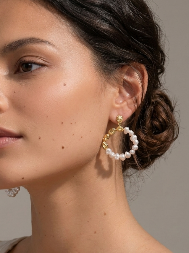 Organic Contrast Drop Earrings