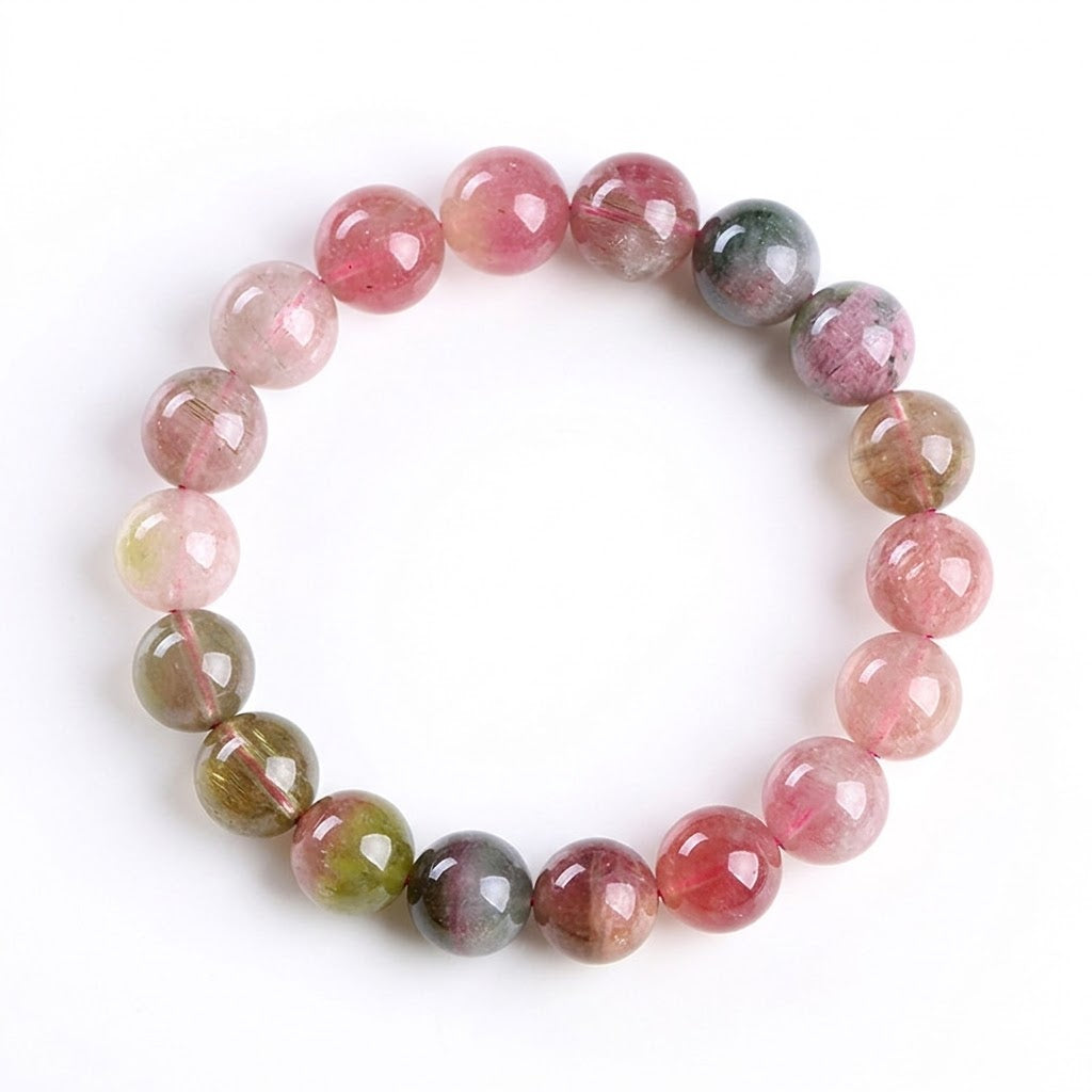 Natural Watermelon Tourmaline Joy & Balance Crystal Bracelet