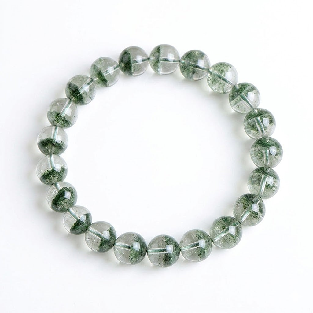 Natural Green Phantom Quartz Prosperity & Growth Crystal Bracelet