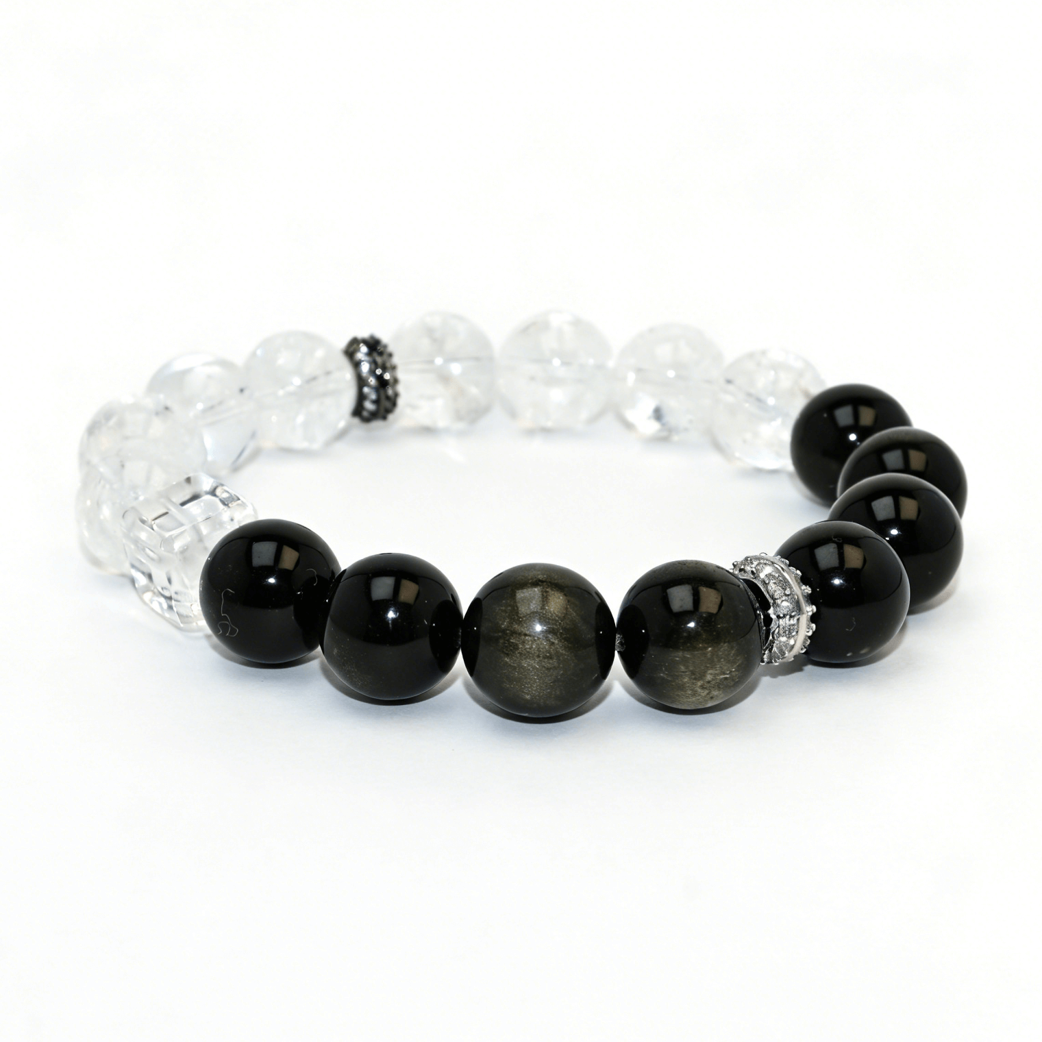 Golden Obsidian & Clear Quartz Balance Bracelet-Luminous Eclipse