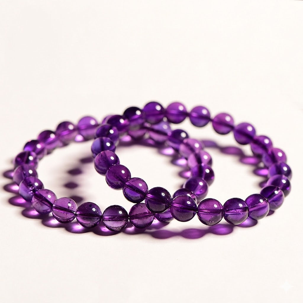Natural Uruguayan Amethyst Deep Calming Crystal Bracelet