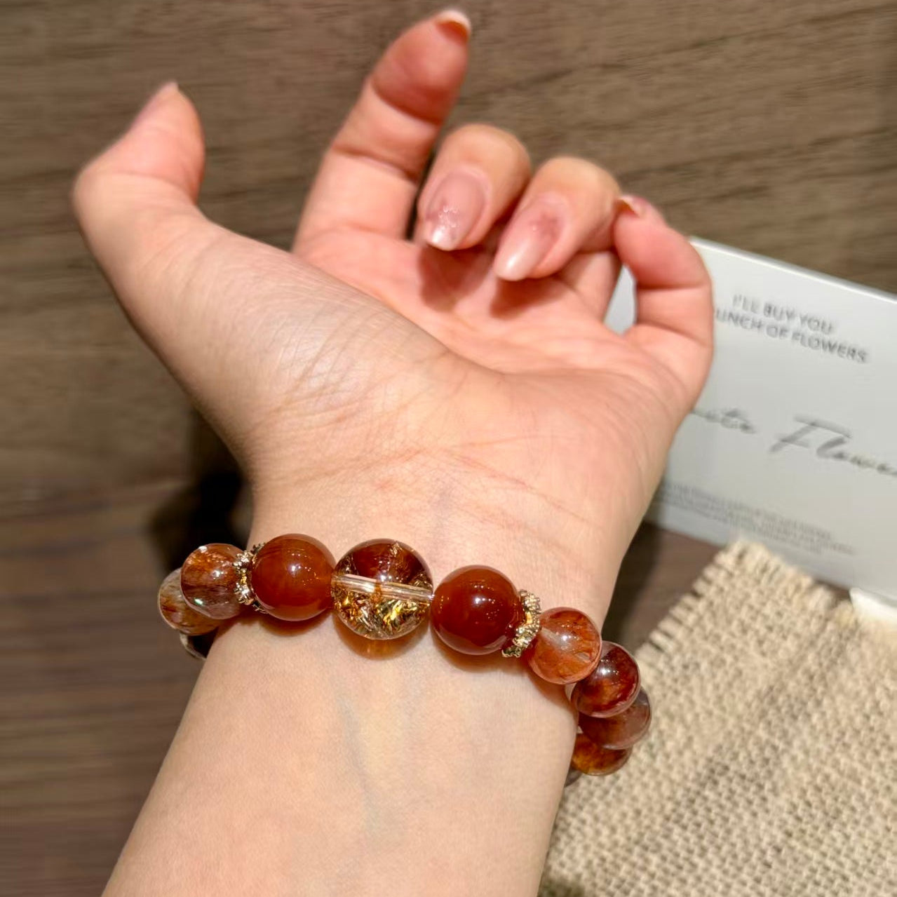 Gilded Red Agate & Banded Flower Jasper mixed-stone Bracelet