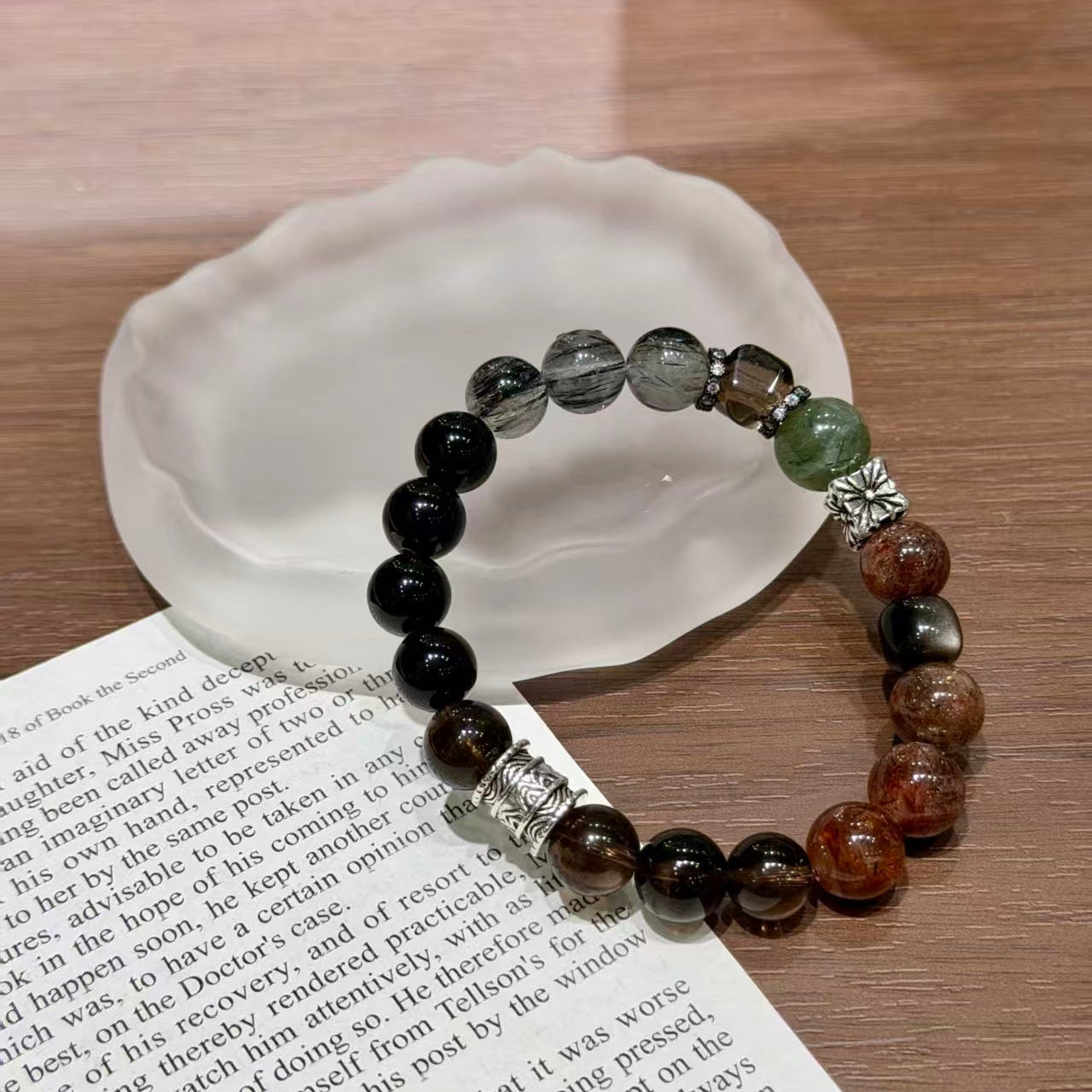 Midnight Shield Obsidian & Rutilated Quartz Protection Bracelet