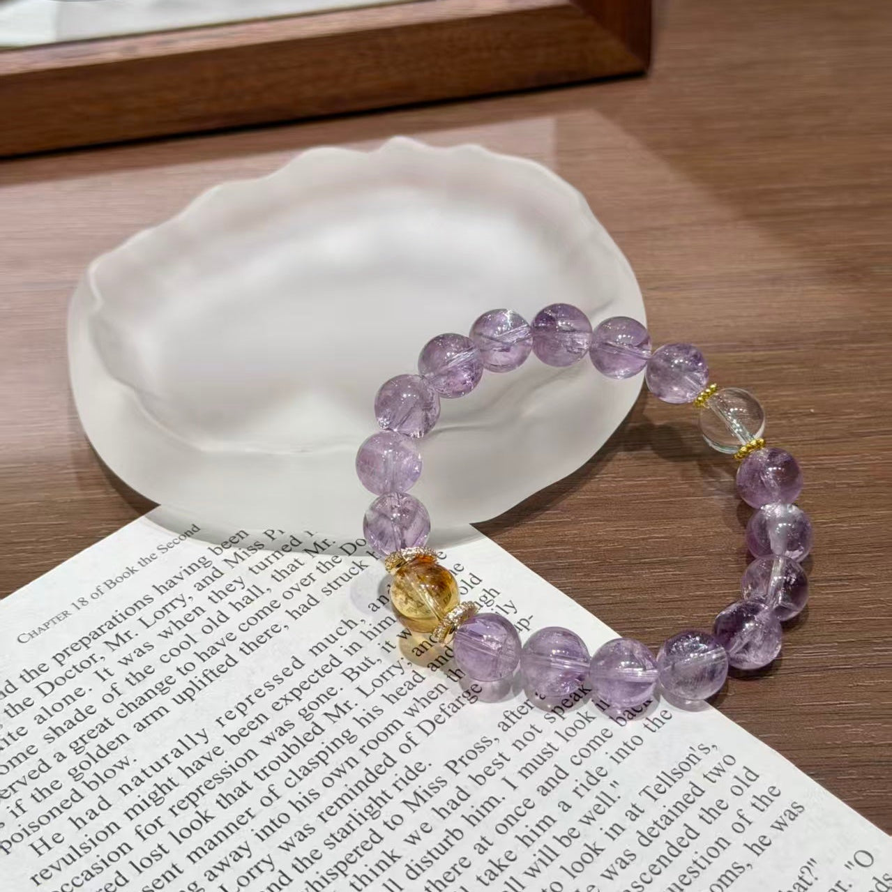 High-Vibration Amethyst & Golden Tower Quartz Focus Bracelet