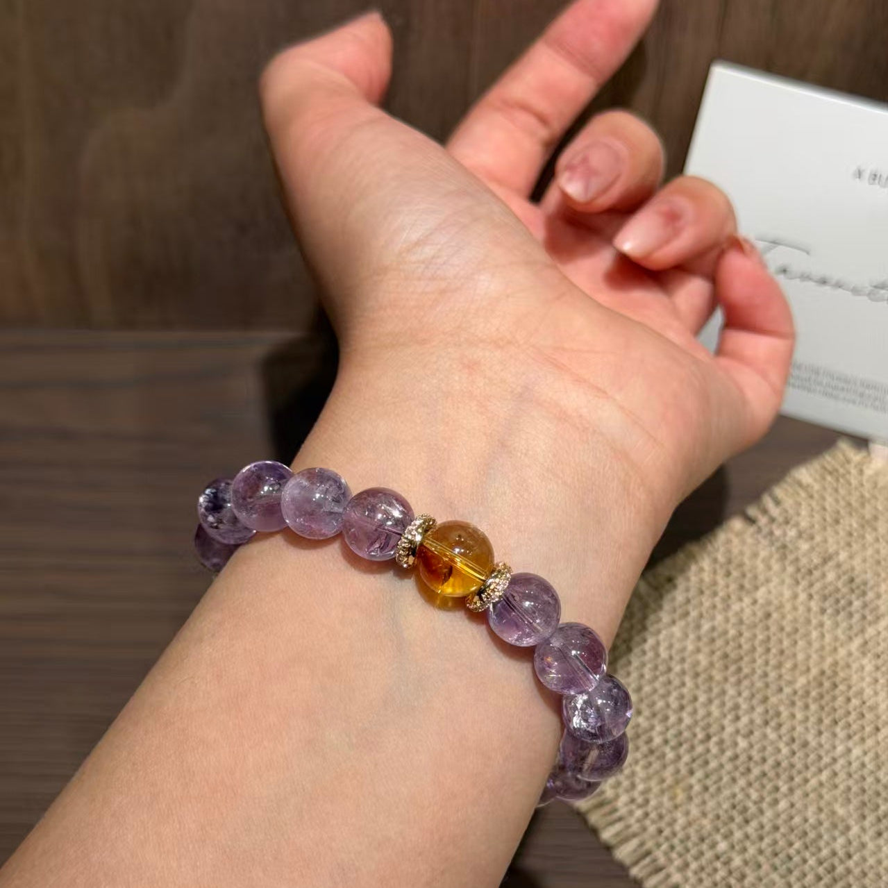 High-Vibration Amethyst & Golden Tower Quartz Focus Bracelet