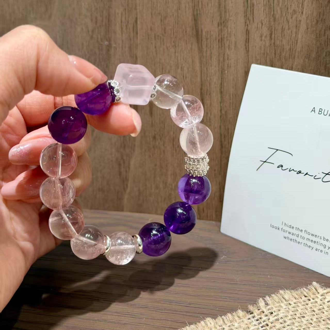 Uruguayan Amethyst & Rose Quartz Harmony Cube Bracelet