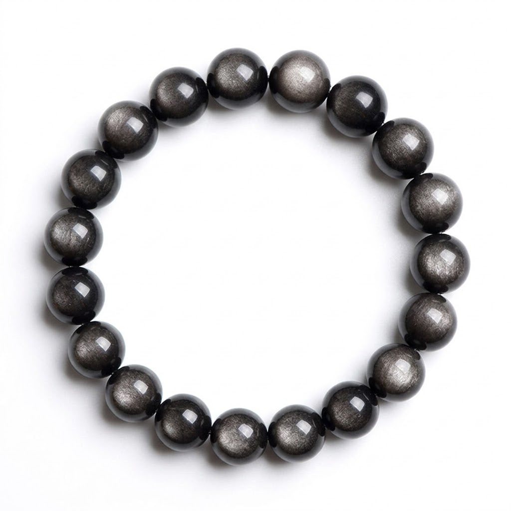 Natural Silver Sheen Obsidian Grounding & Protection Crystal Bracelet