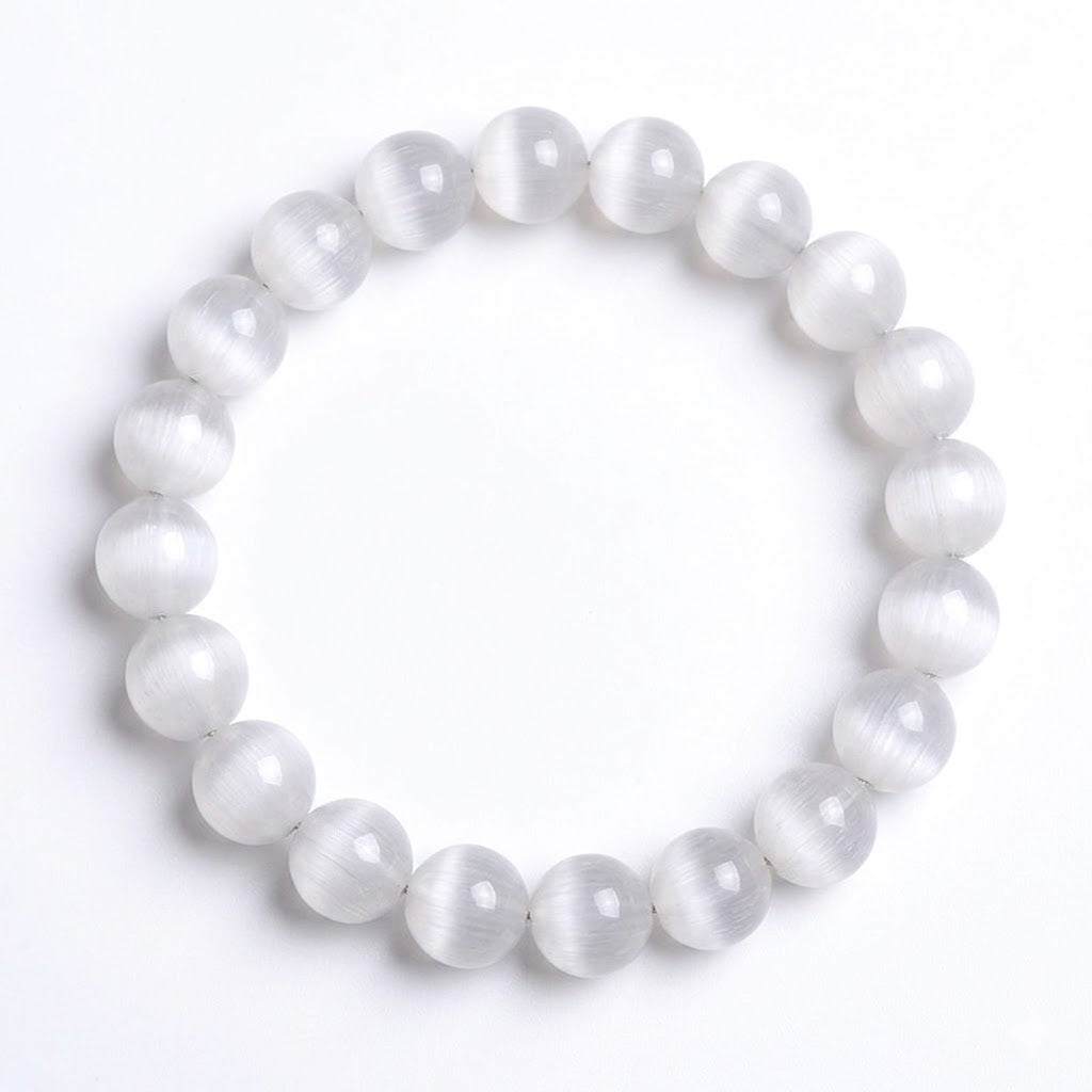 Natural Cat's Eye Clear Quartz Intuition & Clarity Crystal Bracelet