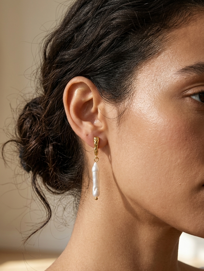 Linear Form Drop Earrings