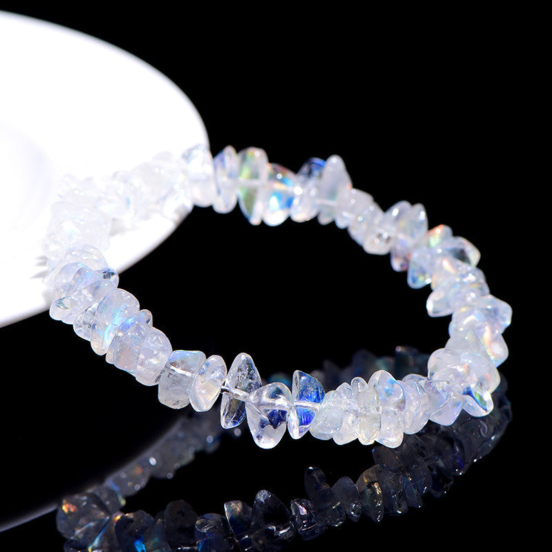 Natural Blue Flash Moonstone Chip Intuition Crystal Bracelet