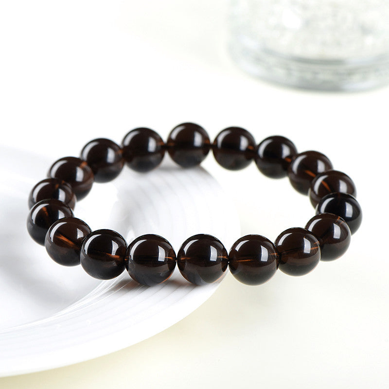 Natural Dark Smoky Quartz Grounding & Protection Crystal Bracelet