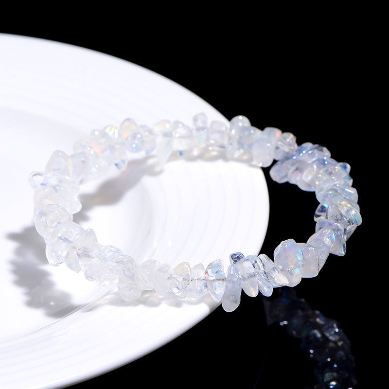 Natural Blue Flash Moonstone Chip Intuition Crystal Bracelet