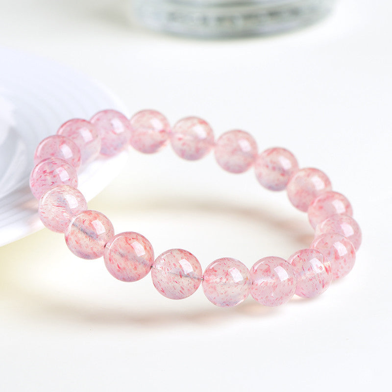 Natural Icy Strawberry Quartz Love & Joy Crystal Bracelet