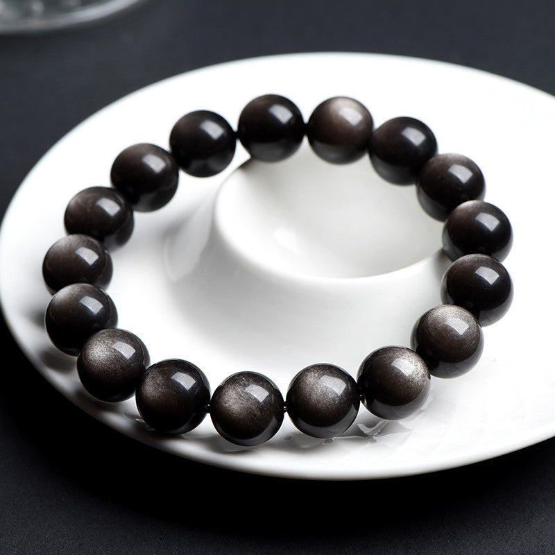 Natural Silver Sheen Obsidian Grounding & Protection Crystal Bracelet