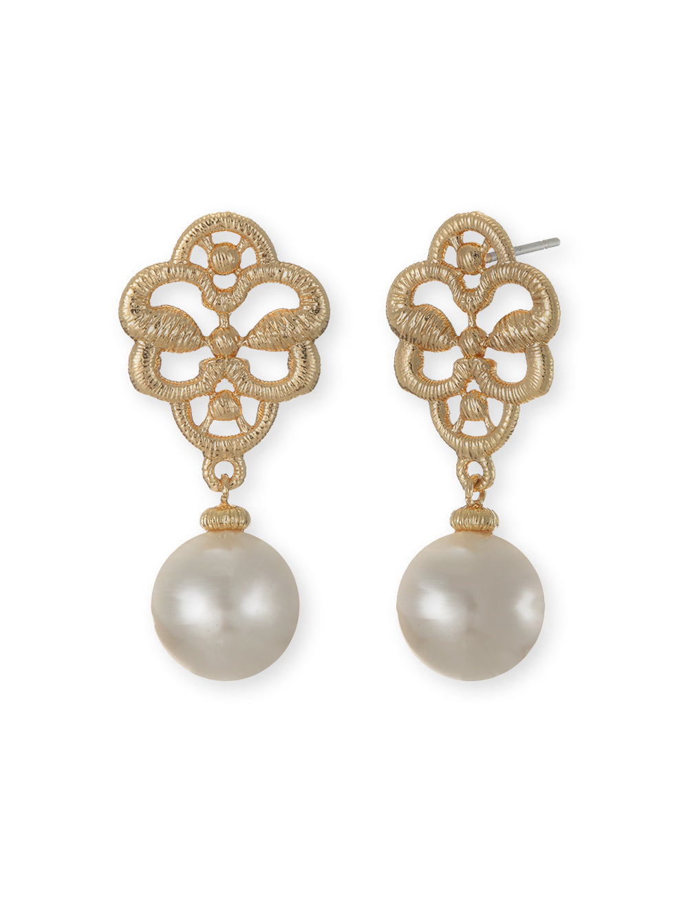 Vintage Medallion Pearl Earrings