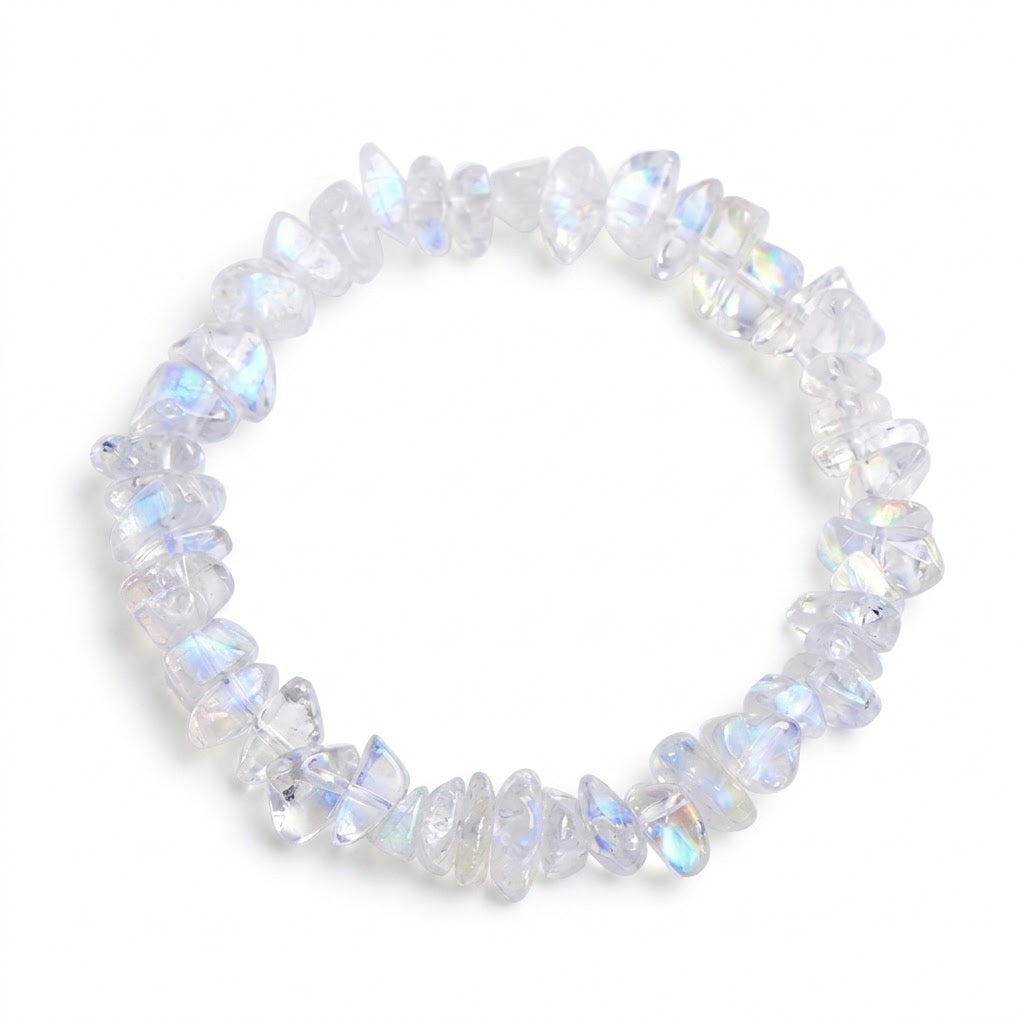 Natural Blue Flash Moonstone Chip Intuition Crystal Bracelet