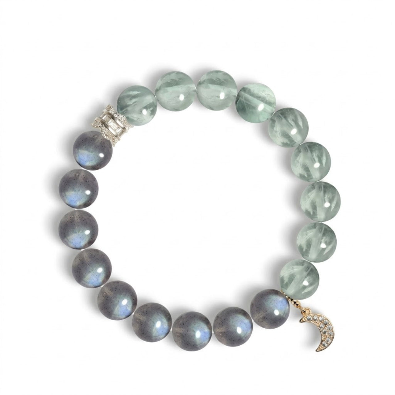 Customizable Two-Tone Crystal Bracelet with Charm - DIY Option