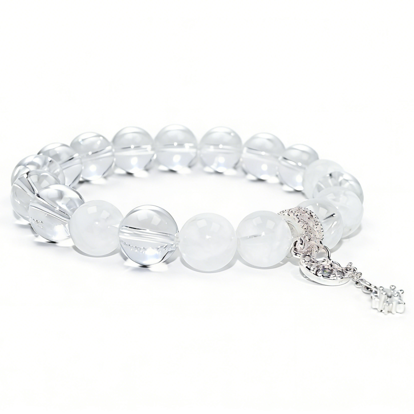 Clear & White Phantom Quartz Bracelet-Lunar Frost