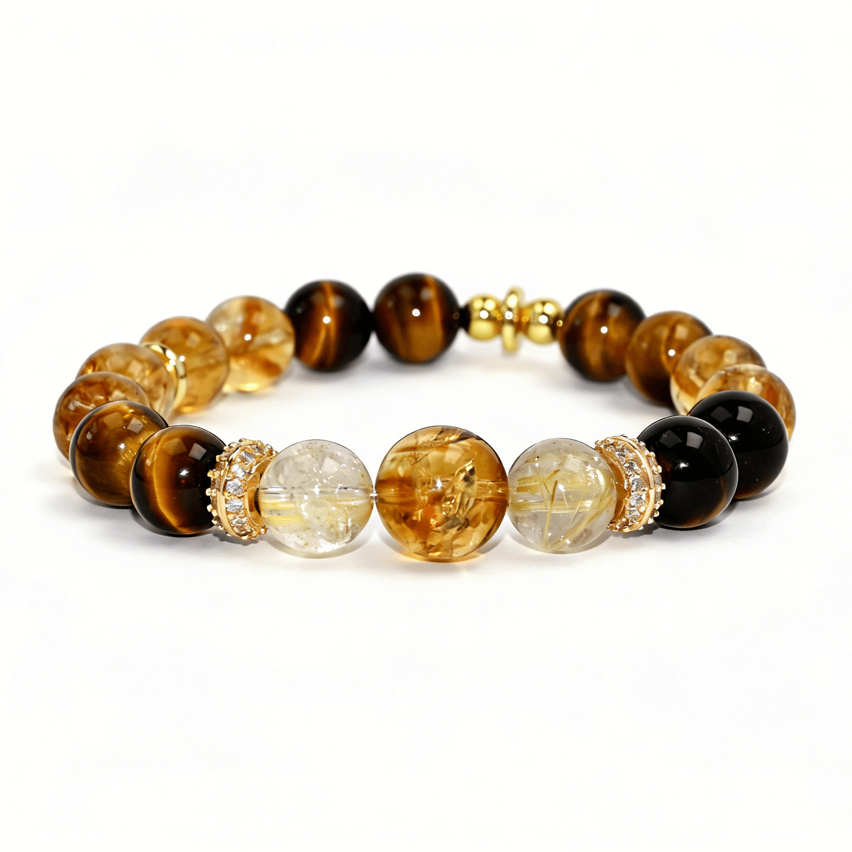 Yellow crystal & Tiger's Eye Power Bracelet-Royal Radiance