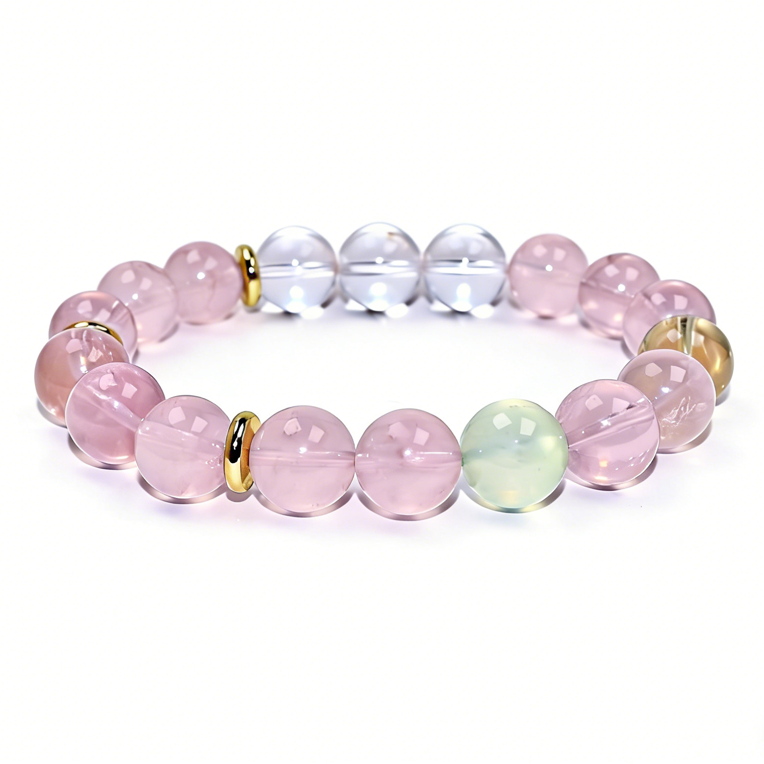 Rose Quartz & Clear Quartz Bracelet-Blushing Dawn